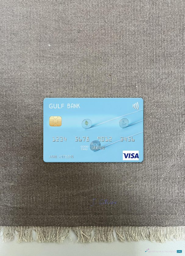 Download Algeria Gulf Bank visa card photolook front Photoshop template